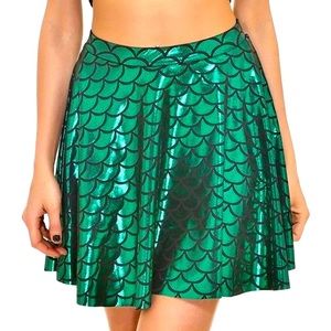 Green metallic mermaid scale skirt